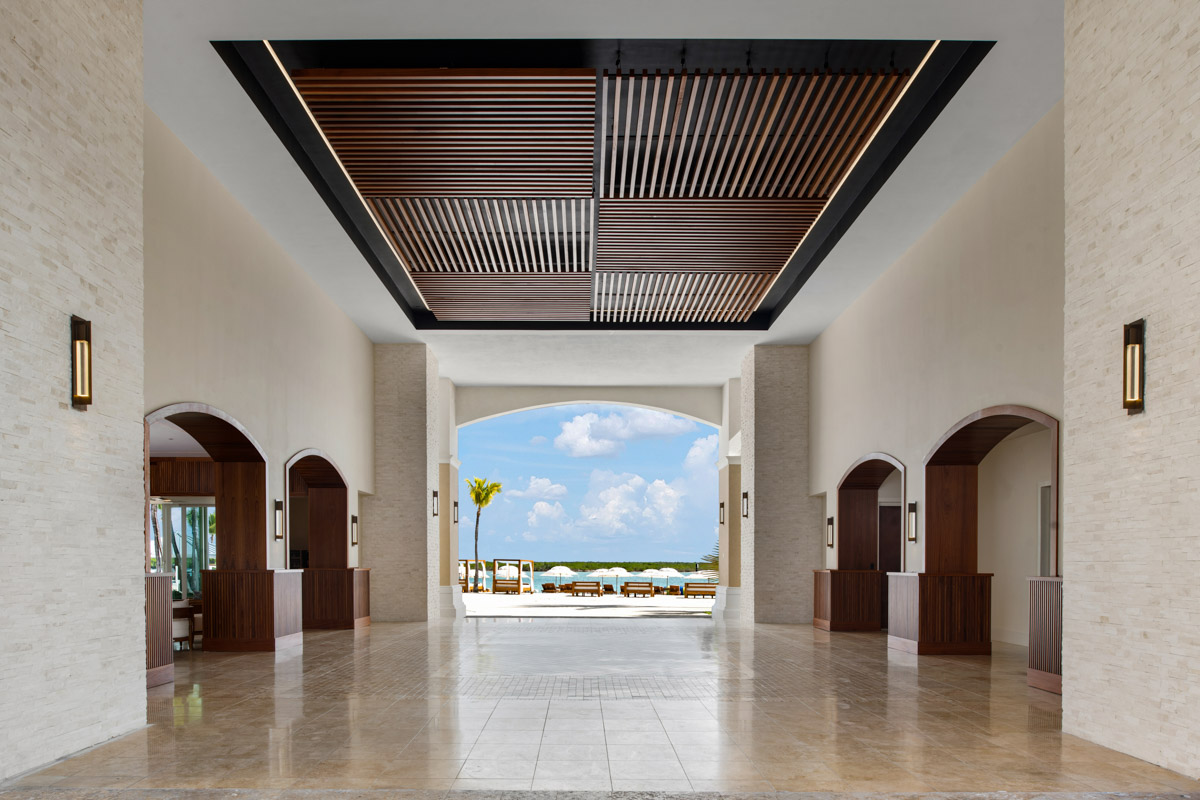 Open-air lobby entrance at Blue Haven boutique all-inclusive resort Turks and Caicos